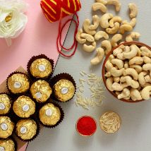 Bhai Dooj Celebration Ferrero Rocher And Cashews Combo: Bhai Dooj Gifts