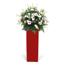 Lovely Mixed Flowers Red Stand Arrangement: Flower Stands