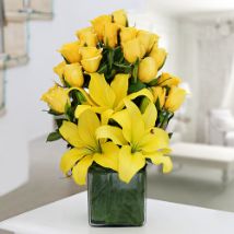 Sunshine Delight Vase Arrangement: Bithday flower bouquets