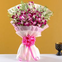 ten attractive purple orchids bouquet: Flower Bouquets Delivery